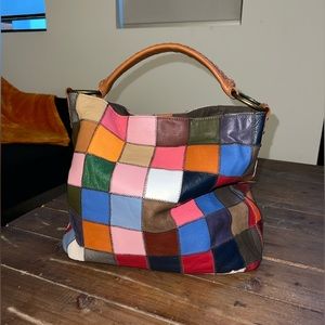 Stella & Max - Genuine Leather Patchwork Hobo Bag
